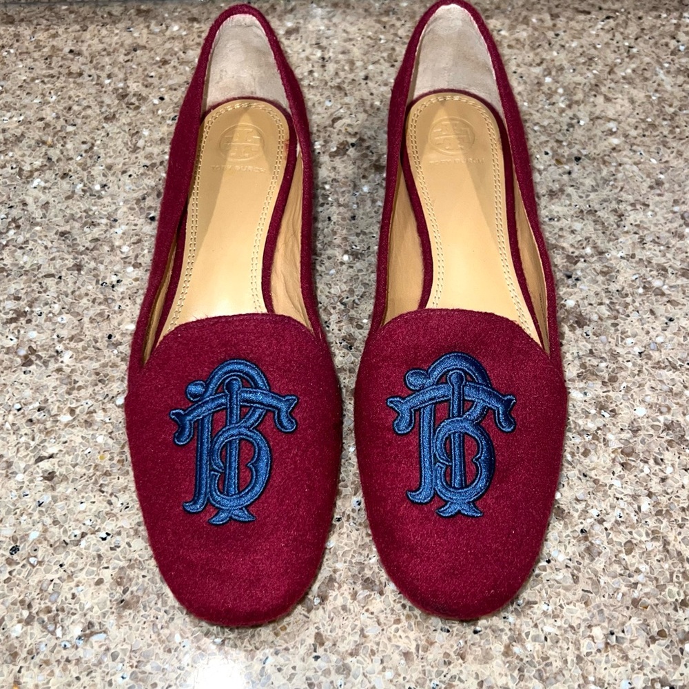 Tory Burch Antonia Loafer - Imperial Garnet & Navy size 9.5 worn once! - Picture 2 of 6